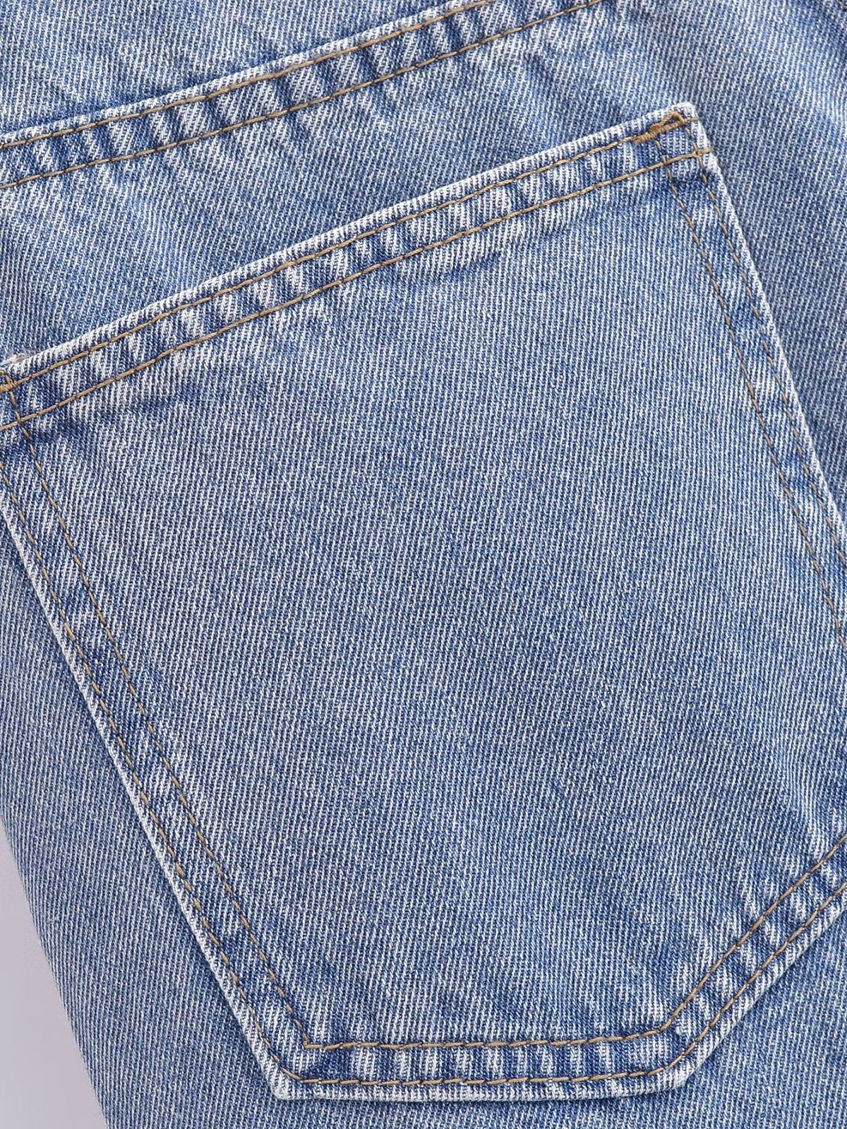 Frauen Kleidung Französisch Hohe Taille Abnehmen Falsche Zwei Stück Patchwork Casual Denim Hose