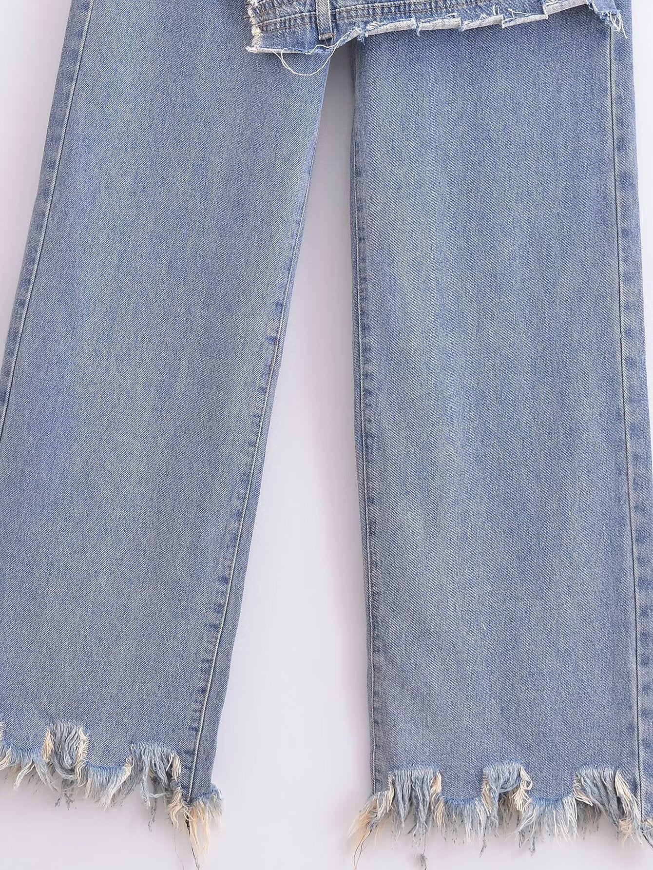 Frauen Kleidung Französisch Hohe Taille Abnehmen Falsche Zwei Stück Patchwork Casual Denim Hose