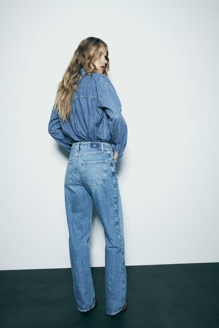 Jeans longs droits taille haute pour femmes, vêtements d'automne