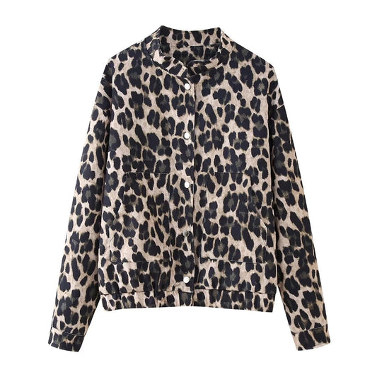 Women Clothing Spring Casual Leopard Coat