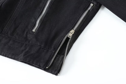 Frühling Frauen Einfarbig Lose Zip Tasche Langarm Mantel