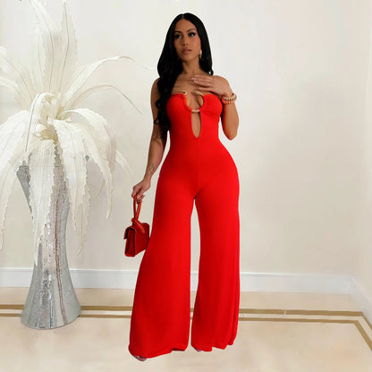 Frauen tragen einfarbige Hosen Jumpsuit Frauen