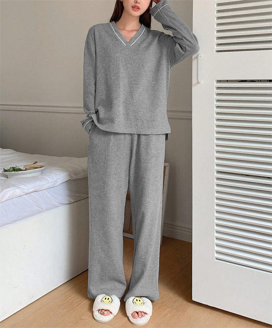 Vêtements de maison simples pour femmes, ensemble deux pièces ample et confortable, peut être porté à l'extérieur, automne et hiver