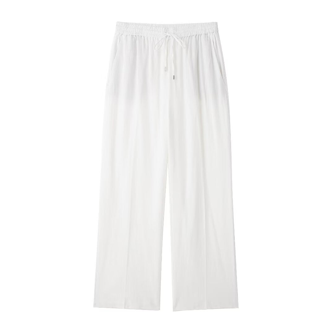 Women All Match Casual Linen Straight Casual Trousers