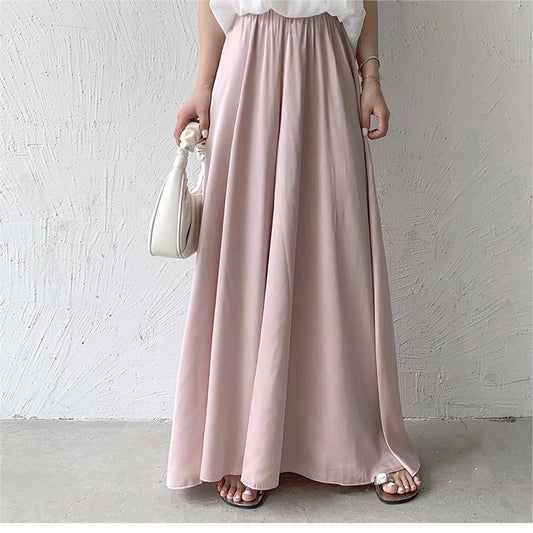 Arrival Summer Skirt Women High Grade Niche Ice Silk Wide Leg Pants Loose Drooping Elastic Waist Large Swing Skirt