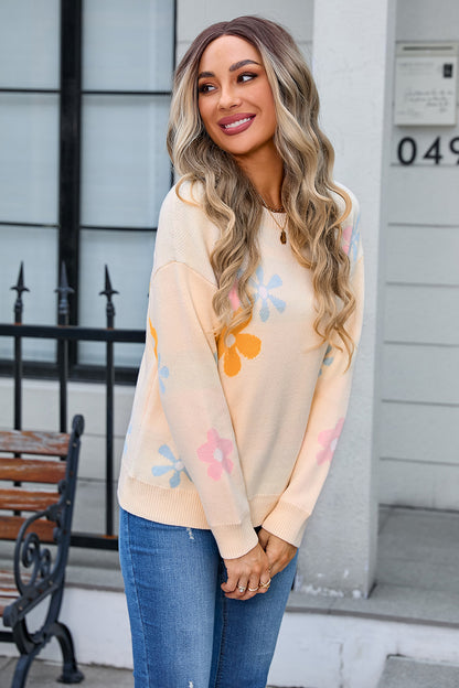 Autumn Sweater Women Clothing Print Pullover Sweater Floral Shirt