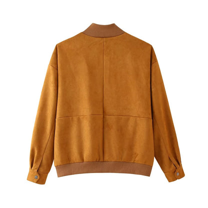 Frühherbst Retro Goldbraune Overzise Jacke