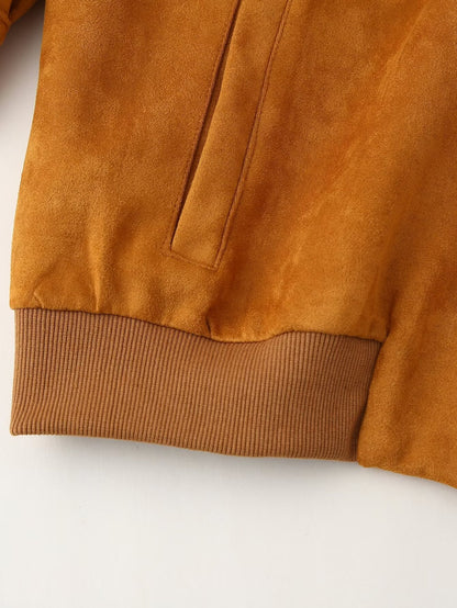 Frühherbst Retro Goldbraune Overzise Jacke