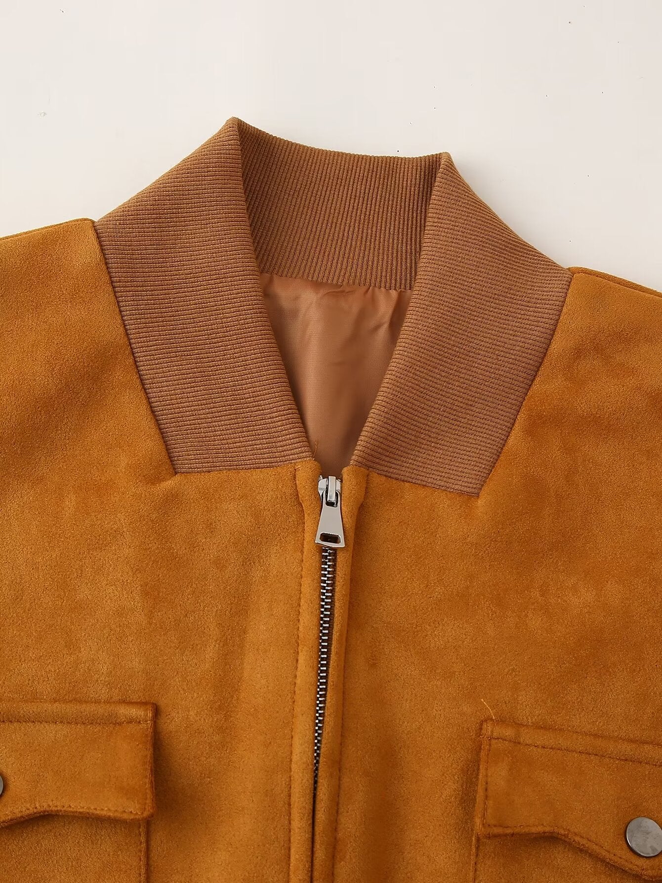 Frühherbst Retro Goldbraune Overzise Jacke