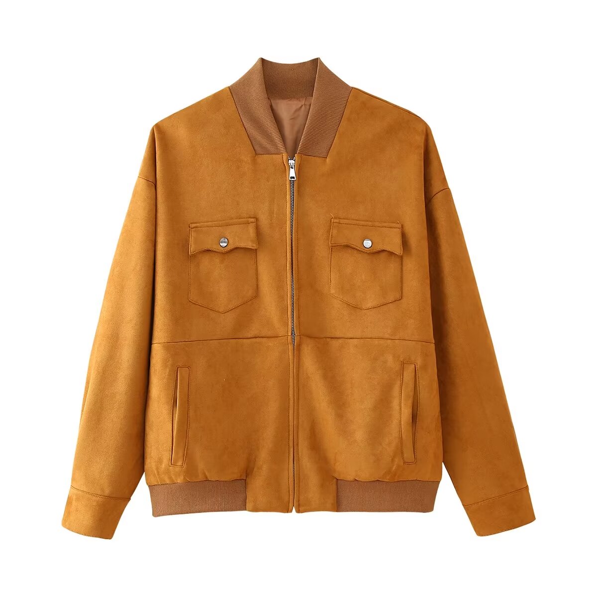 Frühherbst Retro Goldbraune Overzise Jacke