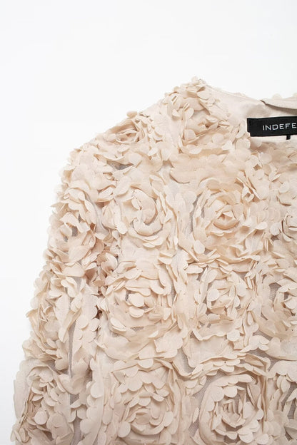 Autumn Winter Women Clothing Short Personalized Texture Floral Jacket Coat