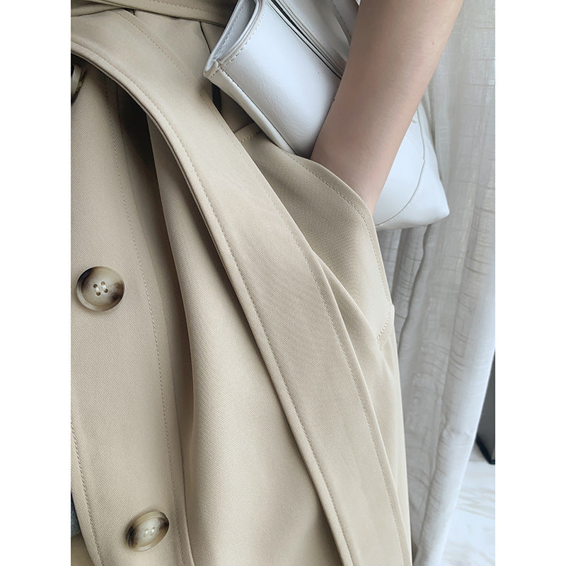 Windbreaker Women's Autumn New Style Single-breasted Temperament Waist Mid-length Coat Jacket