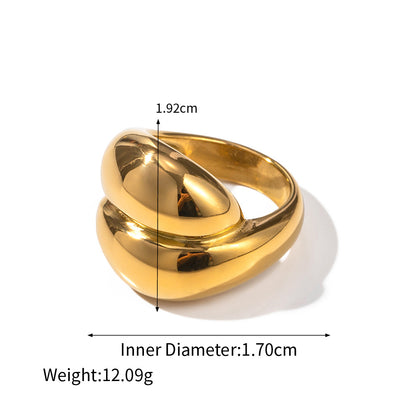 18K gold trendy exaggerated irregular shape/love shape design light luxury style ring