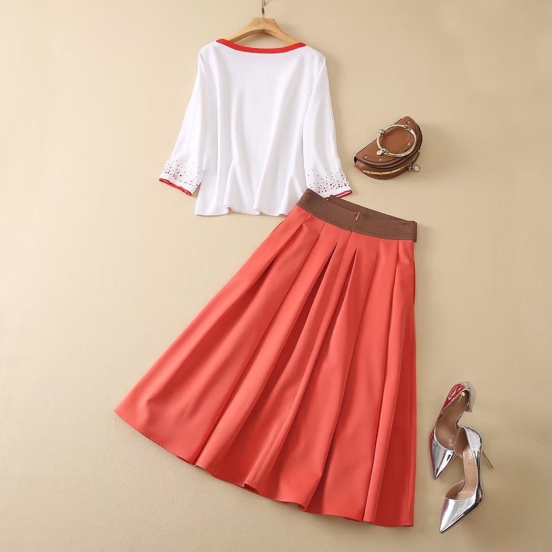 Two Piece High Waist Skirt With Large Hem