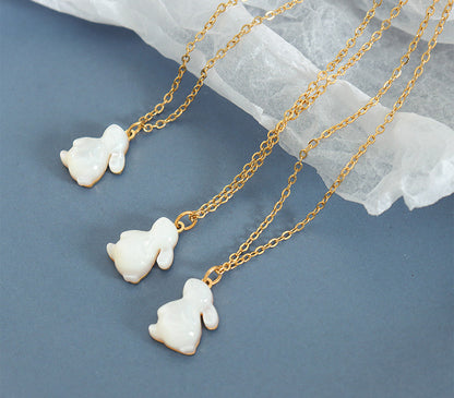 18K gold light luxury and noble rabbit-shaped gemstone design versatile necklace