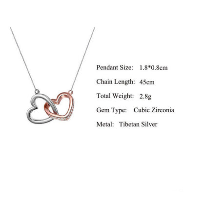 Delicate Two-Tone Heart-to-Heart Double Ring Design Gift Box Necklace for Your Soul Mate