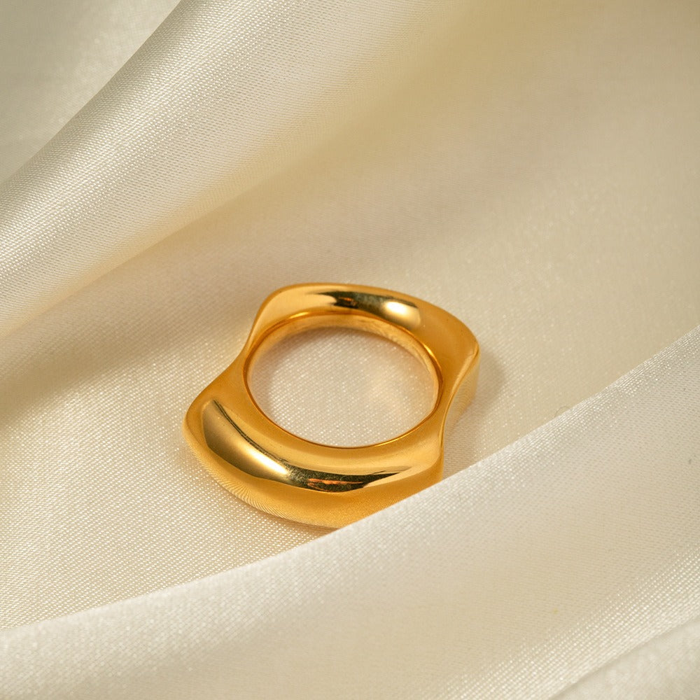 18k gold exaggerated fashionable irregular concave and convex design ring
