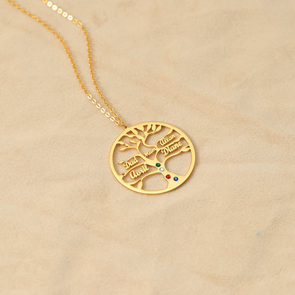 Collier polyvalent à la mode, arbre de vie creux incrusté de Zircon, conception de nom personnalisable