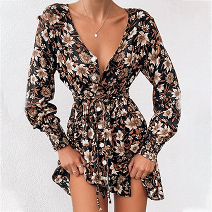 Robe de soirée style Boho à fleurs pour femmes, vêtements Sexy pour dames