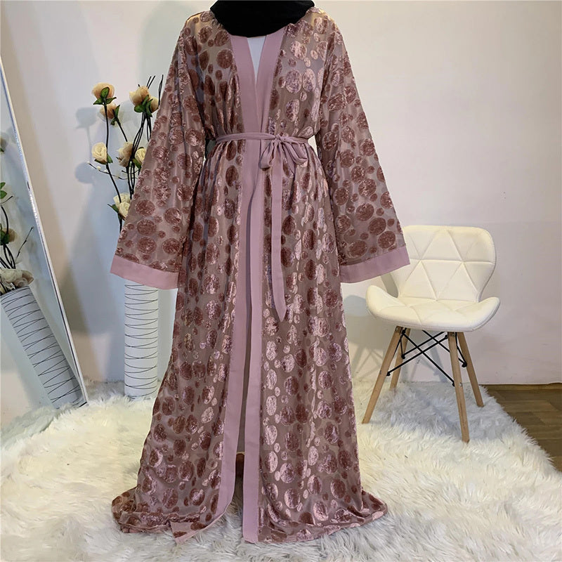 Dubaï femmes vêtements Maxi Long caftan Abaya Robe malaisienne Cardigan