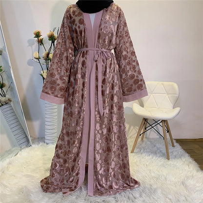 Dubaï femmes vêtements Maxi Long caftan Abaya Robe malaisienne Cardigan