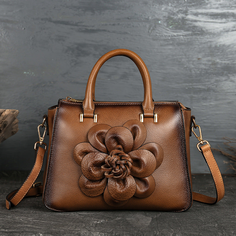 Le nouveau sac carré Totem sacs à main en cuir décontracté Floral rétro sac à main pour femme