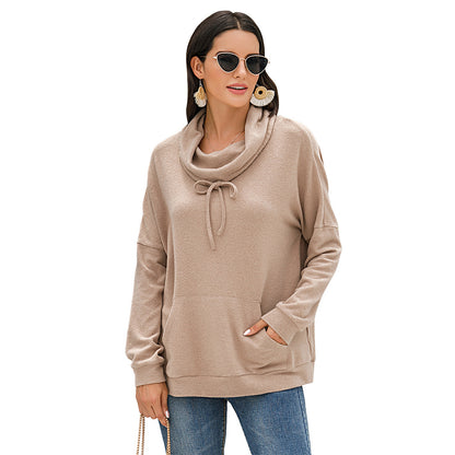 Sweat-shirt en cachemire à manches longues pour femme, ample, couleur unie, pull en peluche, automne et hiver