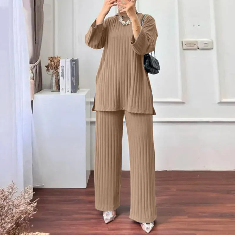 Women's Wear With Fall Long Sleeve Shirt Wide Leg Pants Clothing Sportswear Jacket