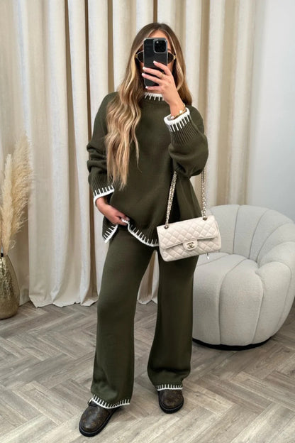 European And American Fashion Solid Color Casual Loose Two-piece Suit