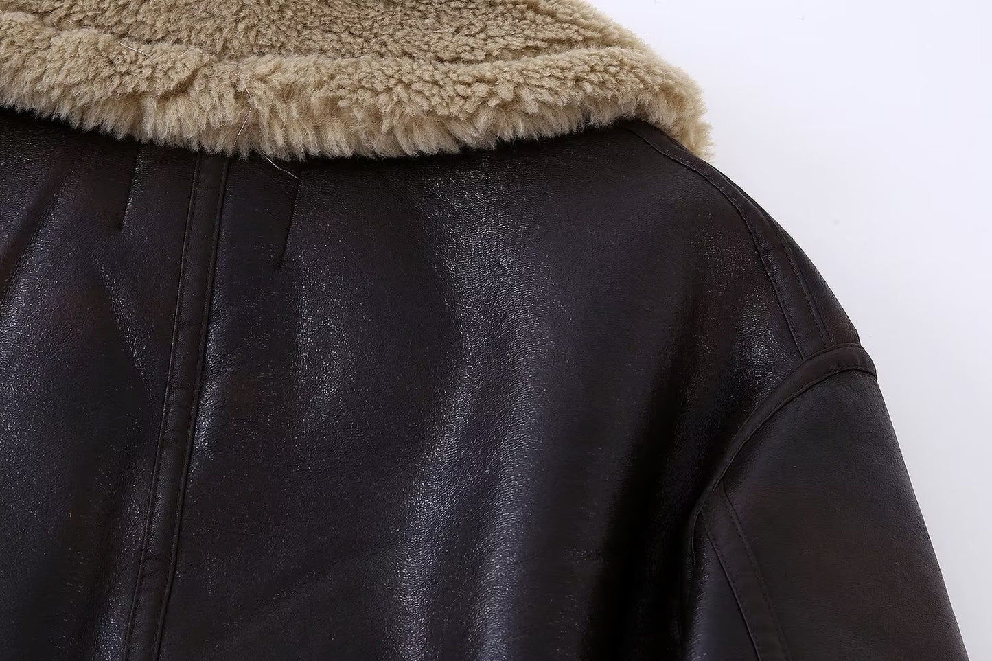 Manteau court double face marron décontracté en fourrure pour femmes