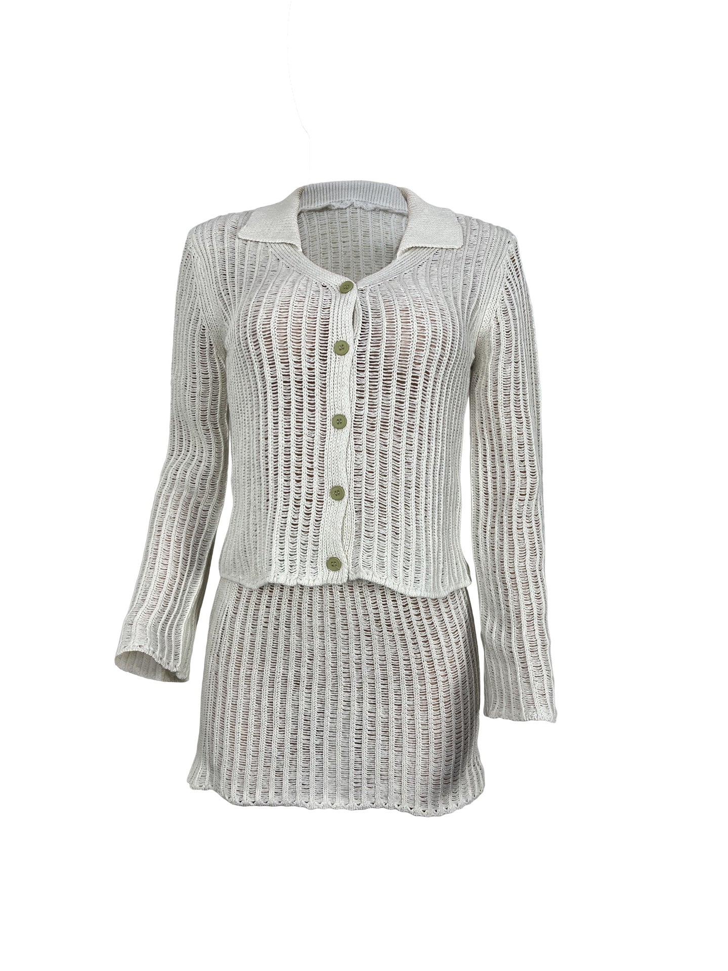 Women's Fashion Casual Hand Knitted Long Sleeve Short Dress Suit