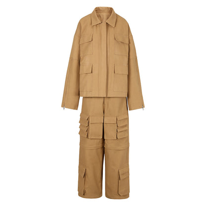 Heavy Industry Jacket Coat With Overalls Suit