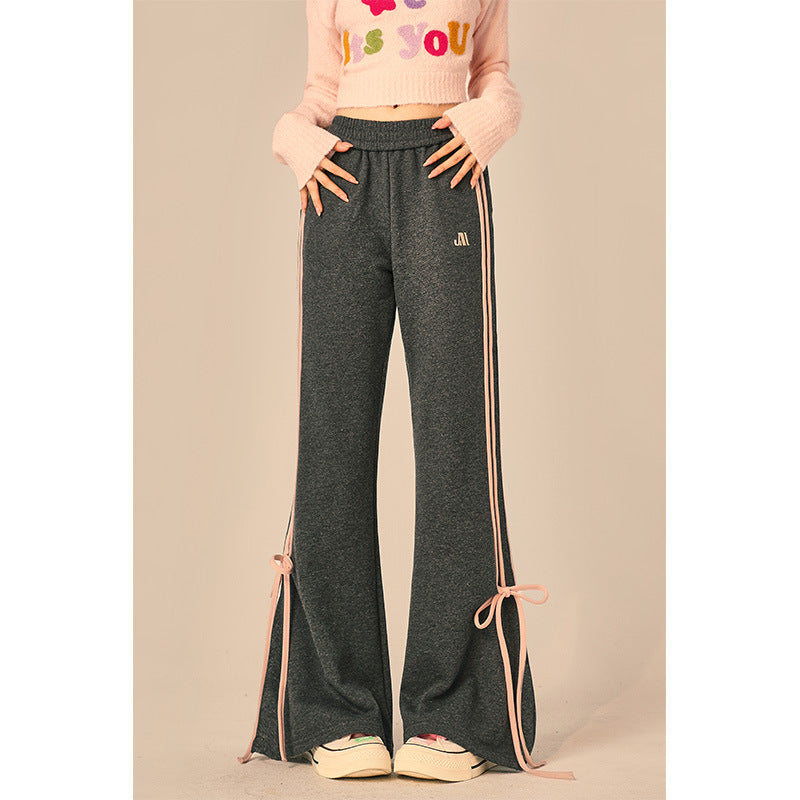 Autumn And Winter New Sweet Cute Simple Knitting Bootcut Pants Women