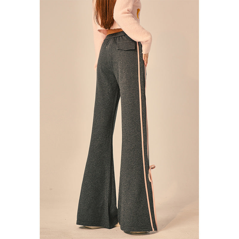 Autumn And Winter New Sweet Cute Simple Knitting Bootcut Pants Women