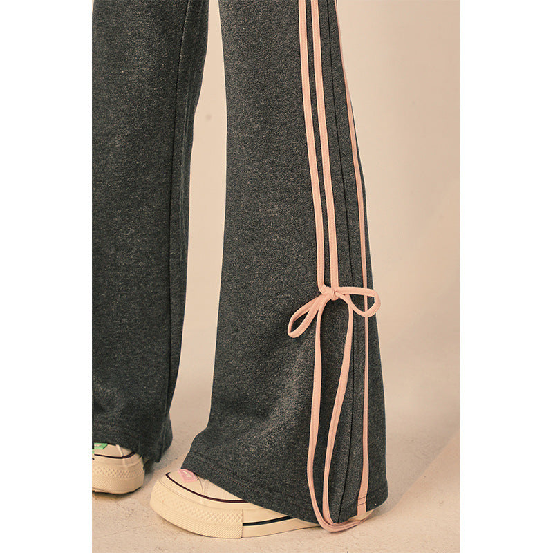 Autumn And Winter New Sweet Cute Simple Knitting Bootcut Pants Women