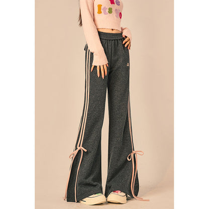 Autumn And Winter New Sweet Cute Simple Knitting Bootcut Pants Women