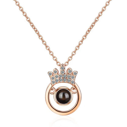 Delicate Dazzling Crown Diamond Projection Necklace