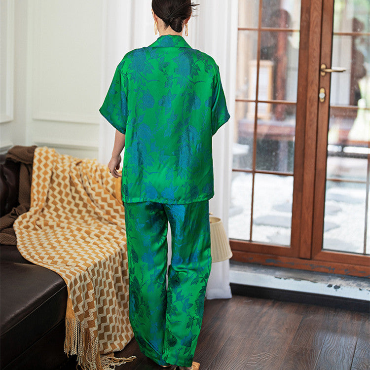 Women's Fashion Lapis Jade Acetate Pajamas Home Wear