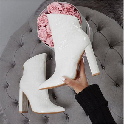 Chaussures Femme Talons Hauts Cuir Bottines Blanches