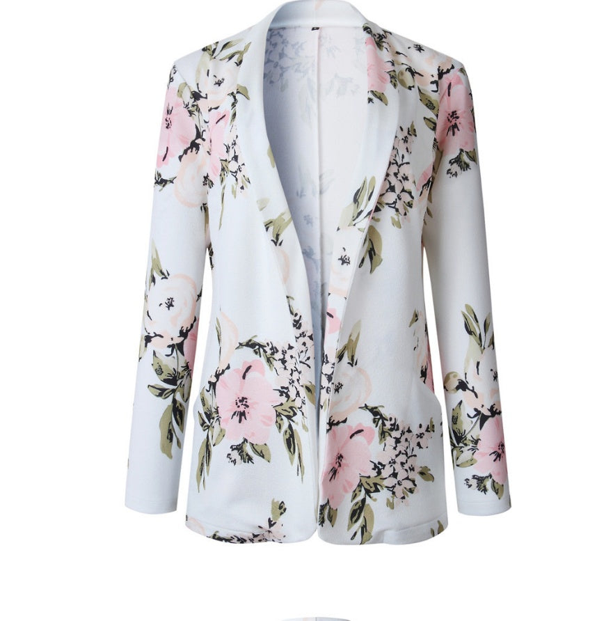 AliExpress Amazon Spring New Women's Long Sleeve Print Pocket Small Blazer Spot