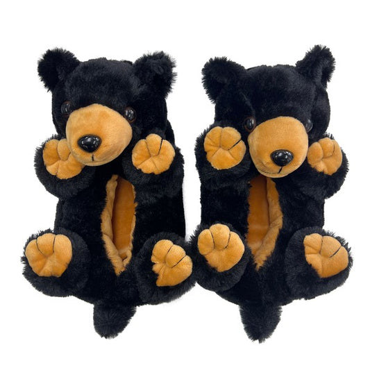 Black Bear Hugs - Pantoufles en peluche pour femmes