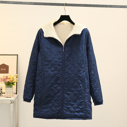 Winter Korean Style Thin Hood Long Sleeve Cotton Clothes Coat For Women