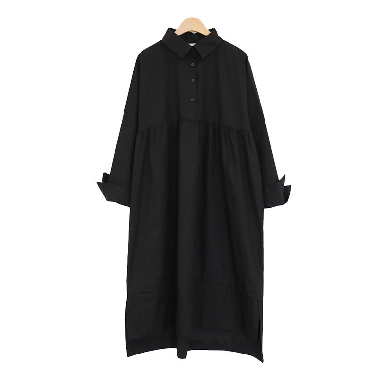 Robe chemise ample et décontractée, grande taille, à manches longues, pour femmes