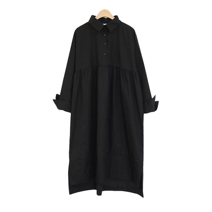 Robe chemise ample et décontractée, grande taille, à manches longues, pour femmes