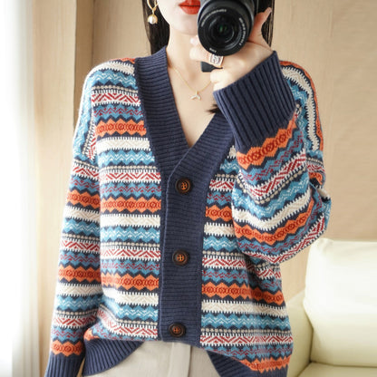 Cardigan tricoté de Style occidental pour femmes, vêtements d'extérieur amples et paresseux