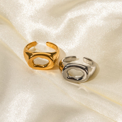 18K gold simple and personalized irregular-shaped hollow design ring