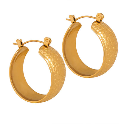 18K gold exquisite fashion ring with dragon scale texture design versatile earrings