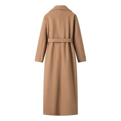 French Casual Mid-length With Belt Woolen Coat