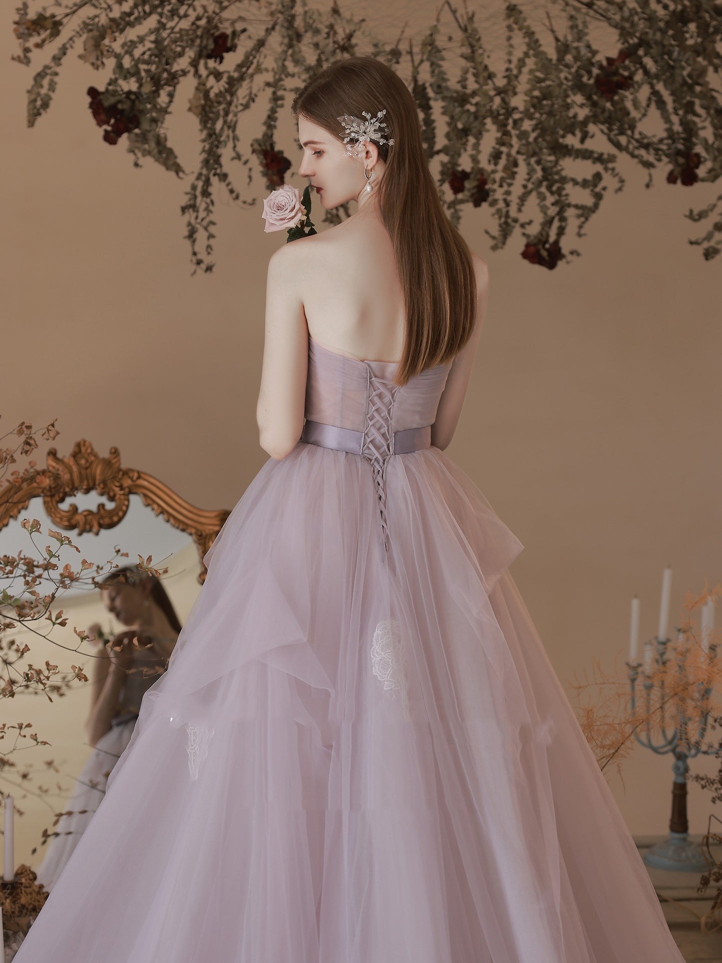 Dîner de fête violet robe bustier tubulaire robe de mariée