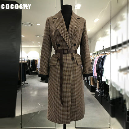 Korean plaid wool coat